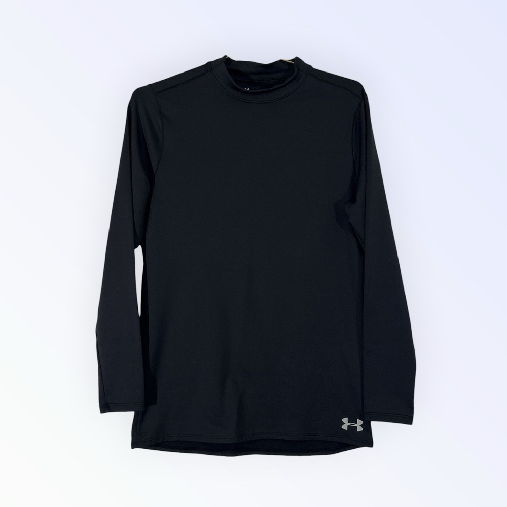 Under Armour Mens ColdGear Fitted Mock Neck Shirt‎ BLACK Medium Base Layer